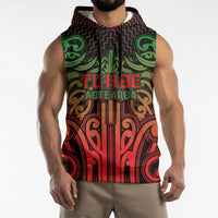 Custom Aotearoa Tuhoe Sleeveless Hoodie Maori Tribal Pattern Mix Poutama