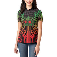 Custom Aotearoa Tuhoe Women Polo Shirt Maori Tribal Pattern Mix Poutama