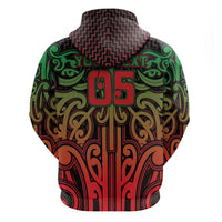 Custom Aotearoa Tuhoe Zip Hoodie Maori Tribal Pattern Mix Poutama