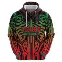 Custom Aotearoa Tuhoe Zip Hoodie Maori Tribal Pattern Mix Poutama