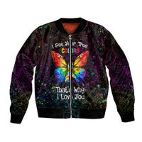 I See Your True Colors Personalised Sleeve Zip Bomber Jacket Autism Awareness