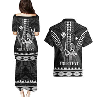 Personalised Hawaii Happy King Kamehameha Day Couples Matching Puletasi and Hawaiian Shirt Kakau Pattern