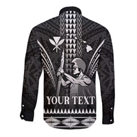 Personalised Hawaii Happy King Kamehameha Day Long Sleeve Button Shirt Kakau Pattern