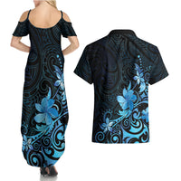 Matariki New Zealand Couples Matching Summer Maxi Dress and Hawaiian Shirt Maori Pattern Blue Galaxy LT05 - Polynesian Pride