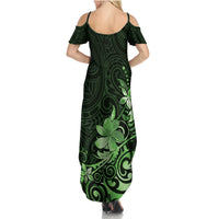 Matariki New Zealand Summer Maxi Dress Maori Pattern Green Galaxy