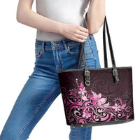 Matariki New Zealand Leather Tote Bag Maori Pattern Pink Galaxy