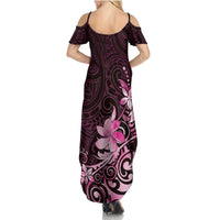 Matariki New Zealand Summer Maxi Dress Maori Pattern Pink Galaxy LT05 - Polynesian Pride