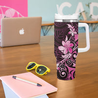 Matariki New Zealand Tumbler With Handle Maori Pattern Pink Galaxy