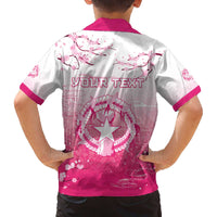 Personalized Sakura Marianas Family Matching Off The Shoulder Long Sleeve Dress and Hawaiian Shirt CNMI Seal