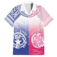Custom Northern Mariana Islands And Japan Together Family Matching Short Sleeve Bodycon Dress and Hawaiian Shirt