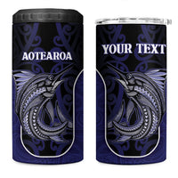 Personalised New Zealand Aotearoa 4 in 1 Can Cooler Tumbler Blue Marlin Fishing Maori Pattern LT05 One Size: 16 oz Black - Polynesian Pride