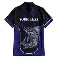 Personalised New Zealand Aotearoa Family Matching Mermaid Dress and Hawaiian Shirt Blue Marlin Fishing Maori Pattern LT05 - Polynesian Pride