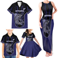 Personalised New Zealand Aotearoa Family Matching Tank Maxi Dress and Hawaiian Shirt Blue Marlin Fishing Maori Pattern LT05 - Polynesian Pride