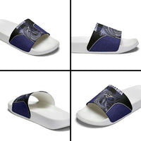 New Zealand Aotearoa Slide Sandals Blue Marlin Fishing Maori Pattern