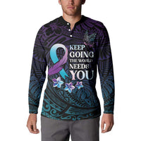 Polynesia Suicide Prevention Awareness Button Sweatshirt Keep Going The World Needs You