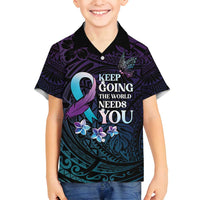 Polynesia Suicide Prevention Awareness Family Matching Summer Maxi Dress and Hawaiian Shirt Keep Going The World Needs You