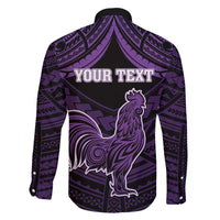 Personalised Hawaii Kauai Island Family Matching Long Sleeve Bodycon Dress and Hawaiian Shirt Rooster Tribal Tattoo Simple Style