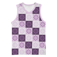 Lavender Manta Ray Hawaiian Quilt Motif Basketball Jersey