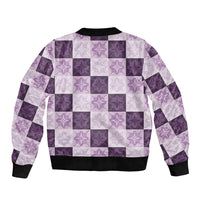 Lavender Manta Ray Hawaiian Quilt Motif Bomber Jacket