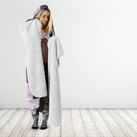 Lavender Manta Ray Hawaiian Quilt Motif Hooded Blanket