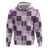 Lavender Manta Ray Hawaiian Quilt Motif Hoodie