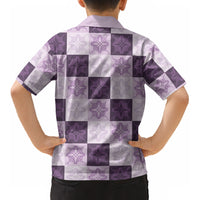 Lavender Manta Ray Hawaiian Quilt Motif Kid Hawaiian Shirt
