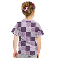 Lavender Manta Ray Hawaiian Quilt Motif Kid T Shirt