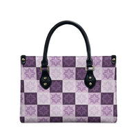 Lavender Manta Ray Hawaiian Quilt Motif Leather Bag