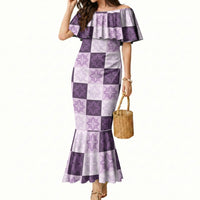 Lavender Manta Ray Hawaiian Quilt Motif Mermaid Dress