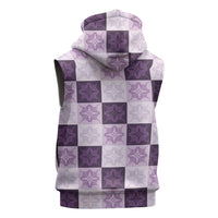 Lavender Manta Ray Hawaiian Quilt Motif Sleeveless Zip Hoodie
