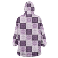 Lavender Manta Ray Hawaiian Quilt Motif Wearable Blanket Hoodie