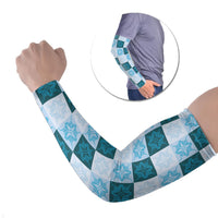 Cyan Manta Ray Hawaiian Quilt Motif Arm Sleeves
