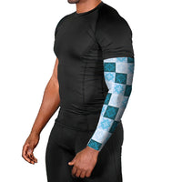 Cyan Manta Ray Hawaiian Quilt Motif Arm Sleeves