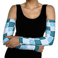 Cyan Manta Ray Hawaiian Quilt Motif Arm Sleeves