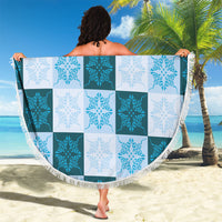 Cyan Manta Ray Hawaiian Quilt Motif Beach Blanket