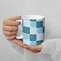 Cyan Manta Ray Hawaiian Quilt Motif Ceramic Mug