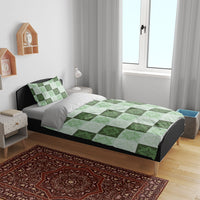 Sage Green Manta Ray Hawaiian Quilt Motif Bedding Set