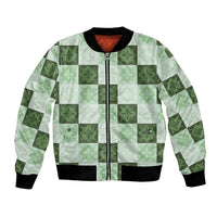 Sage Green Manta Ray Hawaiian Quilt Motif Bomber Jacket