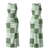 Sage Green Manta Ray Hawaiian Quilt Motif Couples Matching Tank Maxi Dress and Long Sleeve Button Shirt