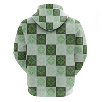 Sage Green Manta Ray Hawaiian Quilt Motif Hoodie