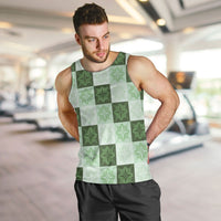 Sage Green Manta Ray Hawaiian Quilt Motif Men Tank Top