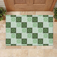 Sage Green Manta Ray Hawaiian Quilt Motif Rubber Doormat