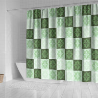 Sage Green Manta Ray Hawaiian Quilt Motif Shower Curtain