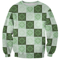 Sage Green Manta Ray Hawaiian Quilt Motif Sweatshirt