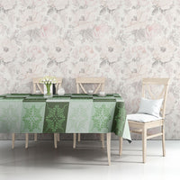Sage Green Manta Ray Hawaiian Quilt Motif Tablecloth