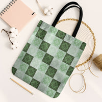 Sage Green Manta Ray Hawaiian Quilt Motif Tote Bag