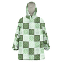 Sage Green Manta Ray Hawaiian Quilt Motif Wearable Blanket Hoodie