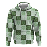 Sage Green Manta Ray Hawaiian Quilt Motif Zip Hoodie