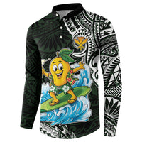 Aloha Hawaii Mango Surfing Button Sweatshirt Polynesian Style
