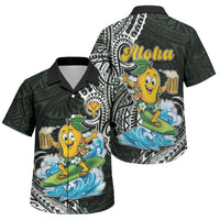 Aloha Hawaii Mango Surfing Family Matching Short Sleeve Bodycon Dress and Hawaiian Shirt Polynesian Style
